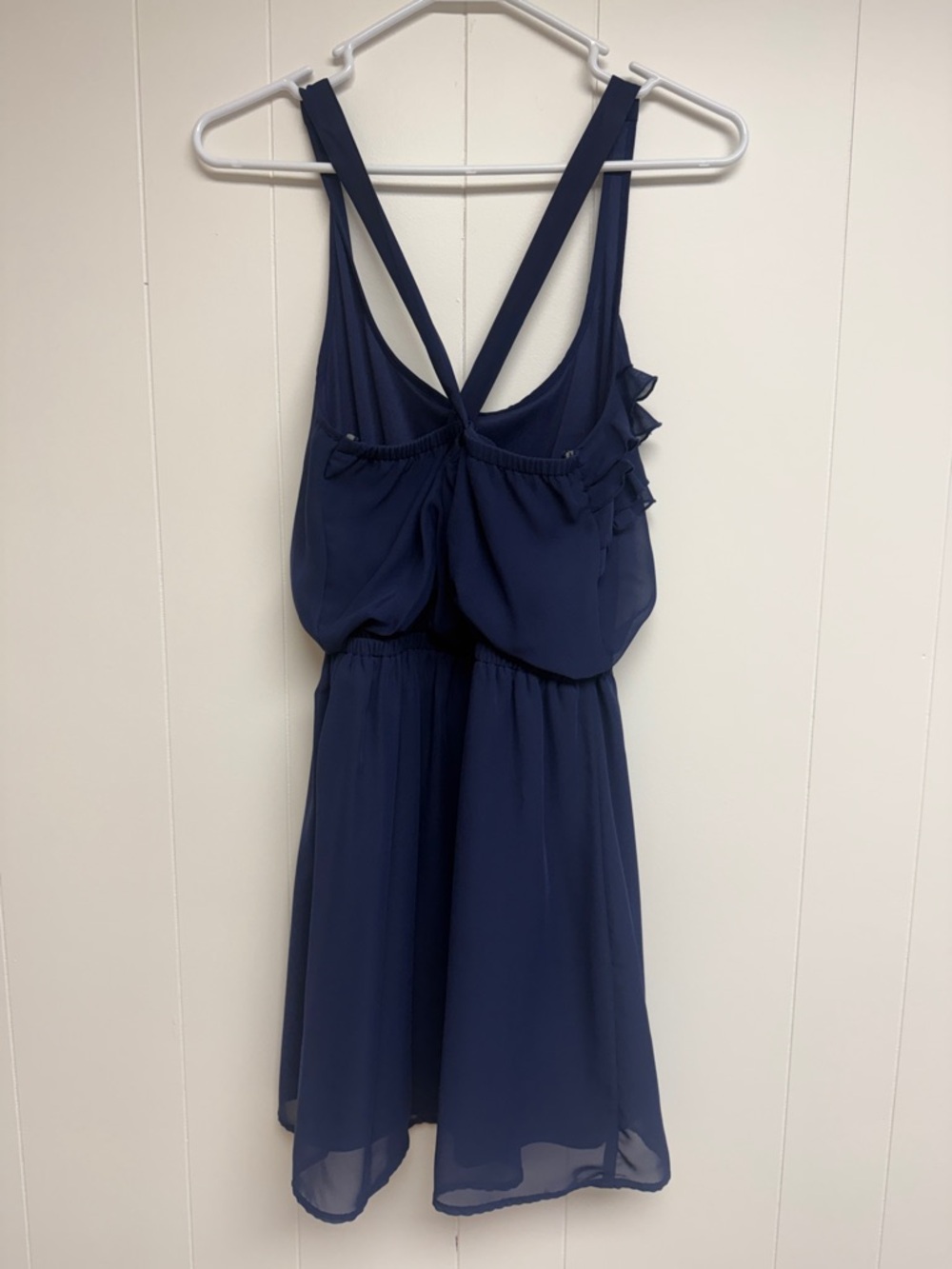 Navy Ruffle Crossback Dress - Picture 3 of 4